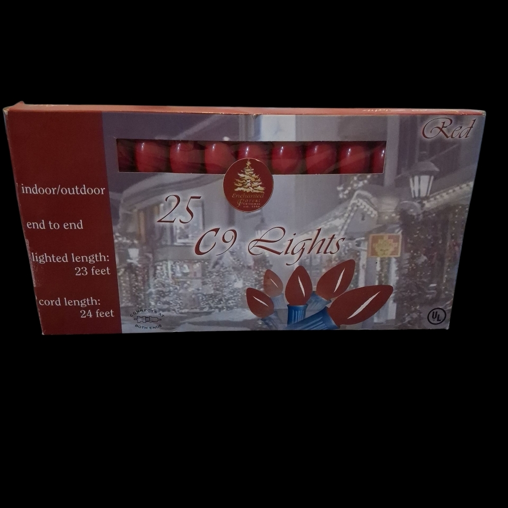 Vintage Enchanted Forest String Of Red C9 Christmas Lights NIB